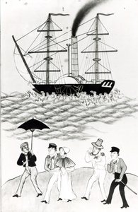 English Steamship at Canton, 1840 by French School